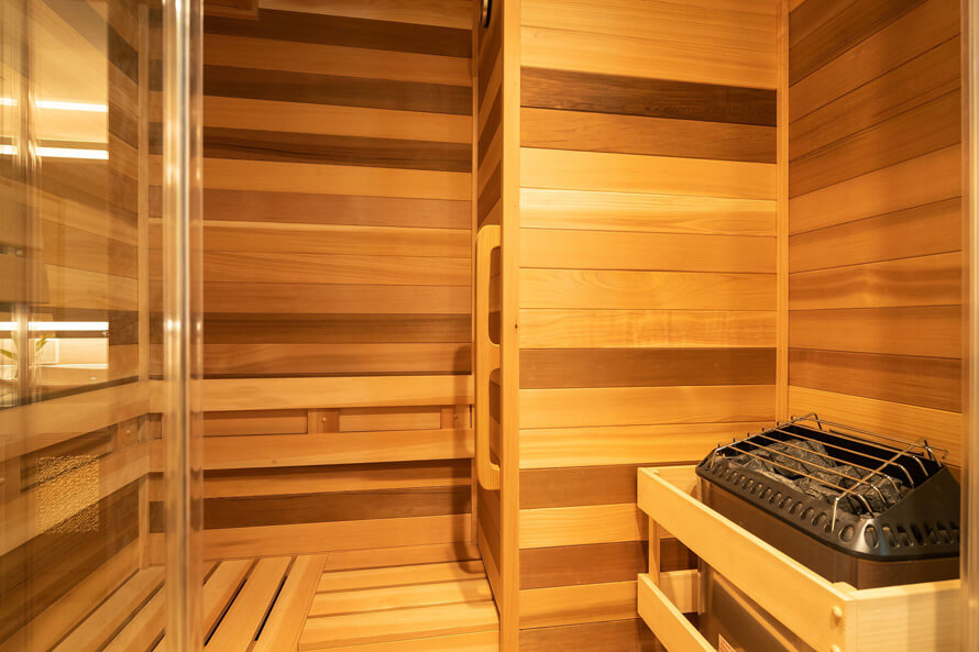 In-suite dry sauna. (not available in the Coral Suite)