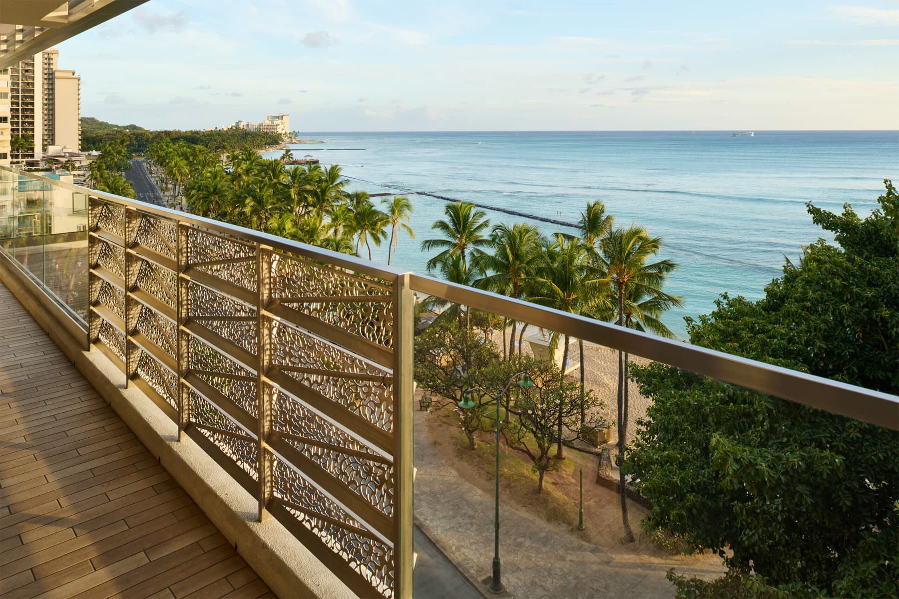 View of Waikiki Beach and the ocean from the Jade Suite balcony.