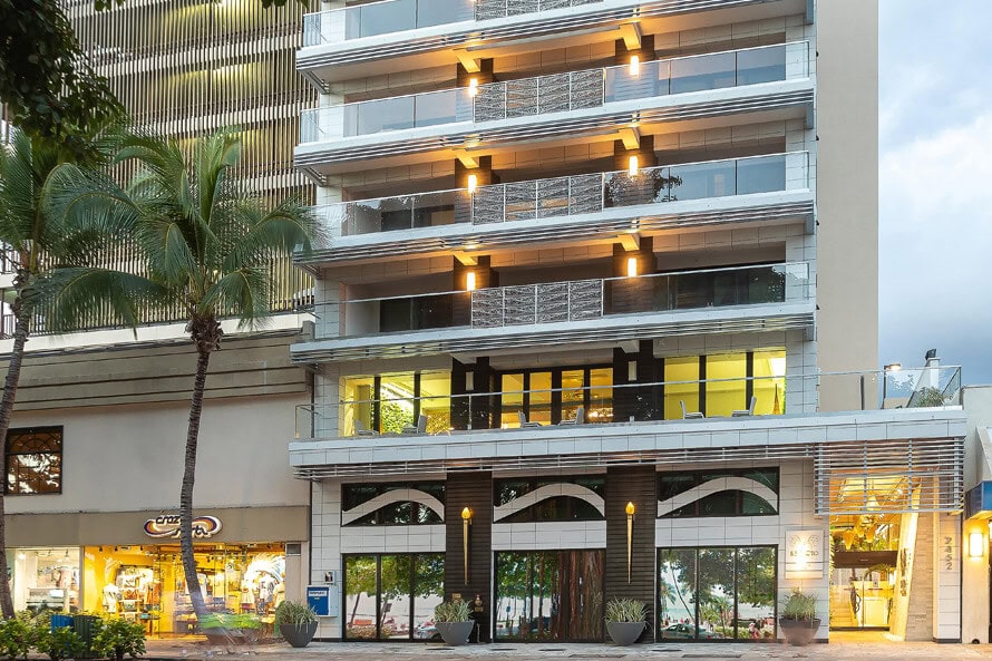 The exterior of ESPACIO The Jewel of Waikiki.